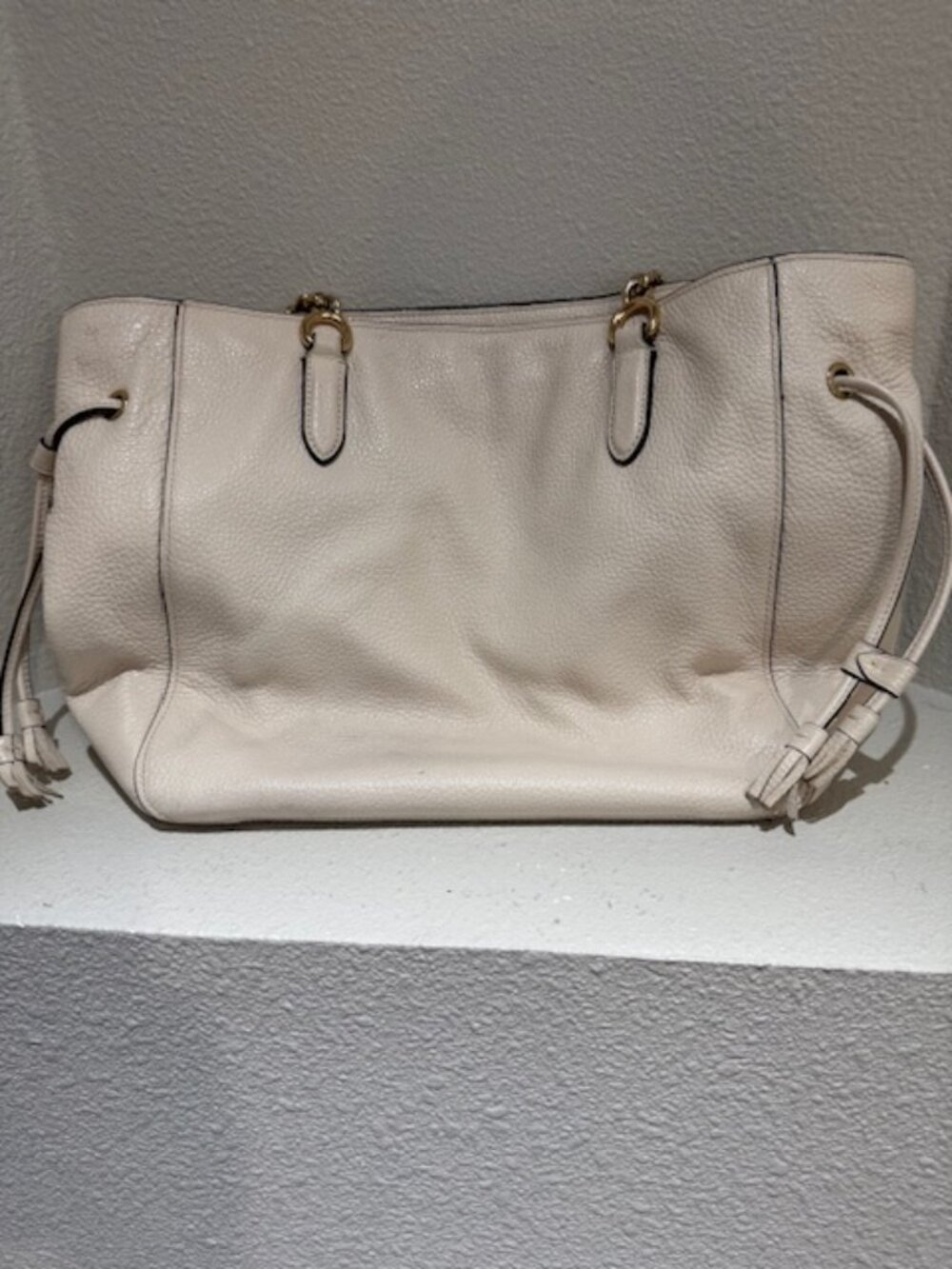 Coach Elle Leather Chain Tote Shoulder Bag (Chalk) 72650 - Picture 2 of 4